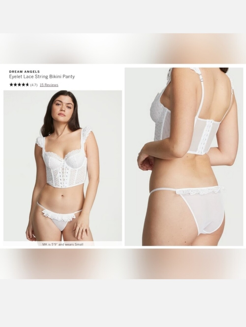 Victoria's secret dream Angel's very sexy eyelet lace bikini panty WHITE MEDIUM